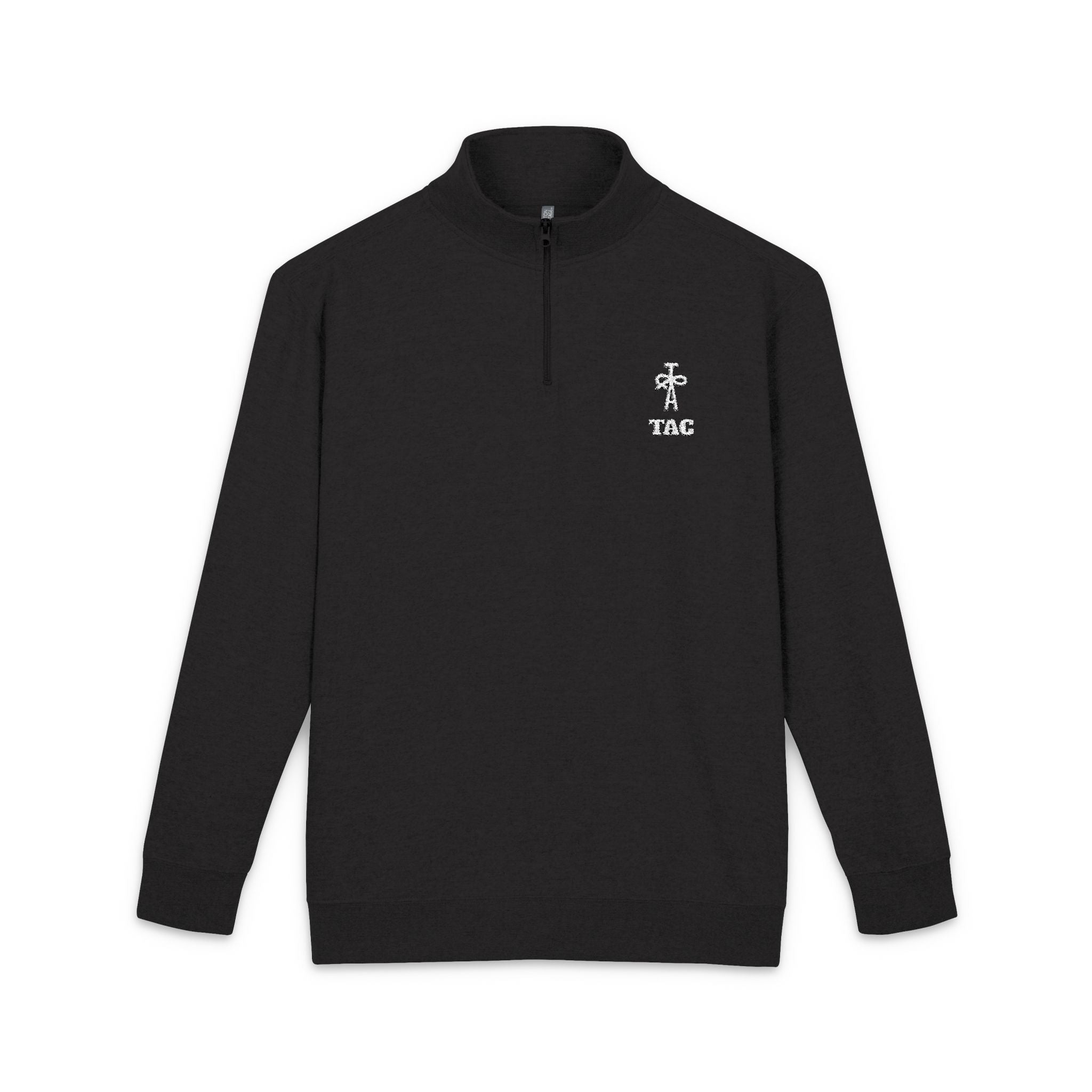 Embroidered Daisy Pocket Quarter-Zip Pullover